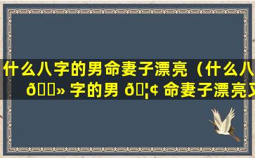 什么八字的男命妻子漂亮（什么八 🌻 字的男 🦢 命妻子漂亮又好看）